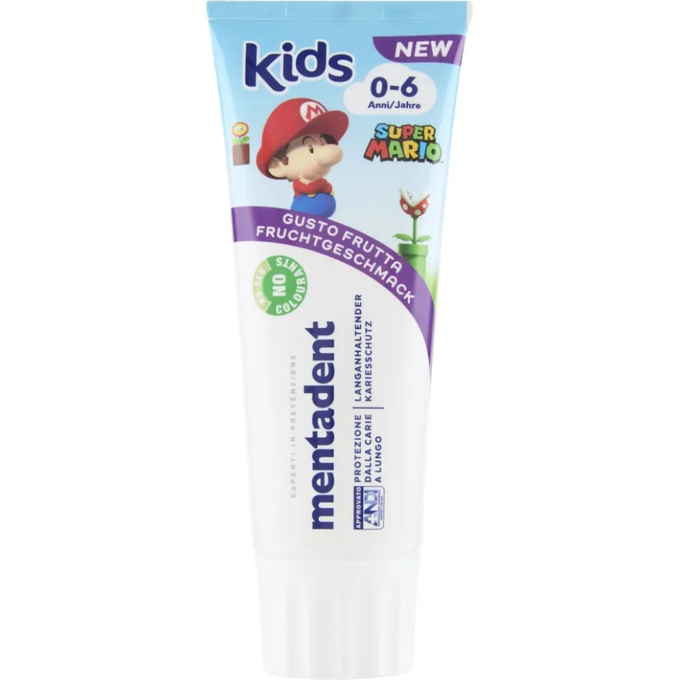 Mentadent Kids 0-6 Anni Super Mario Gusto Frutta 75ml