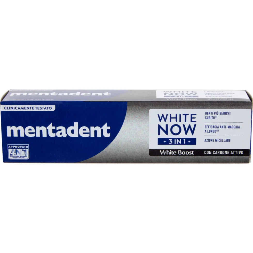 Mentadent White Now 3 in1 White Boost con Carbone Attivo 75 ml