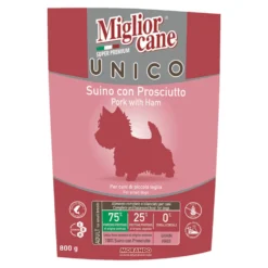 Migliorcane Unico Gustose Crocchette con Prosciutto per Cani Adulti (<10 kg) 800 g