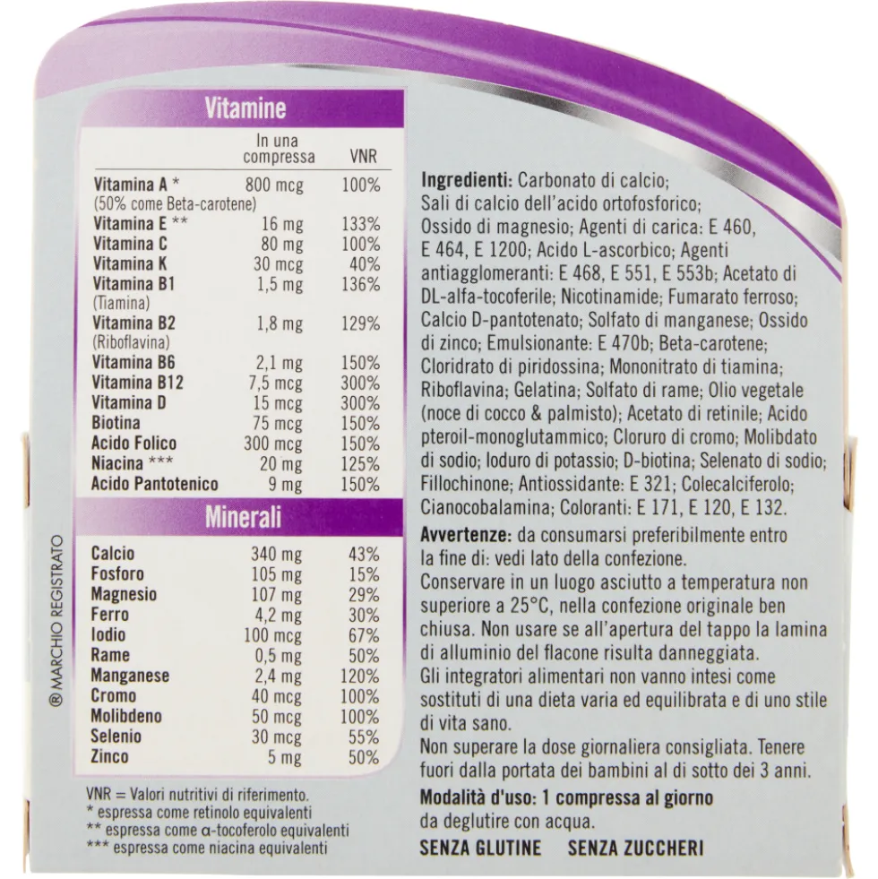 Multicentrum Donna 50+ Integratore Multivitaminico e Sali Minerali con Vitamina D 60 Compresse