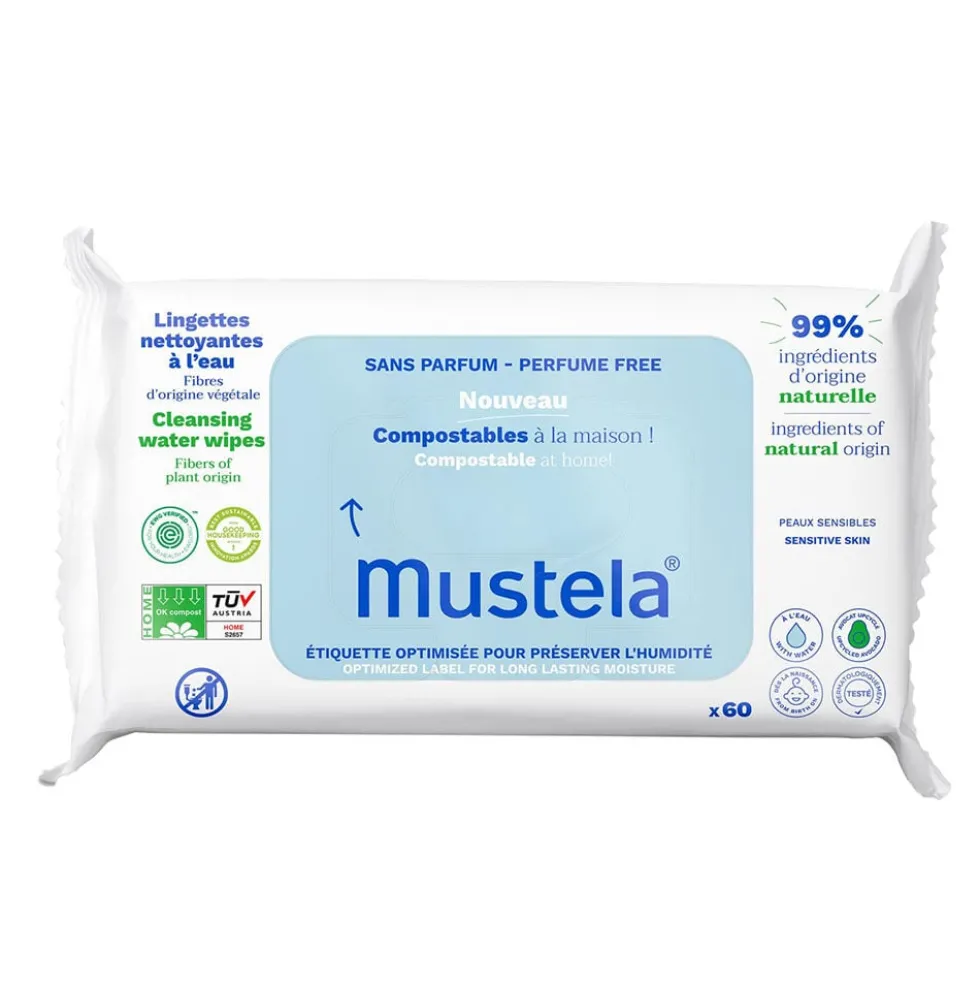 Mustela Salviette Compostabili senza Profumo 60 Pezzi