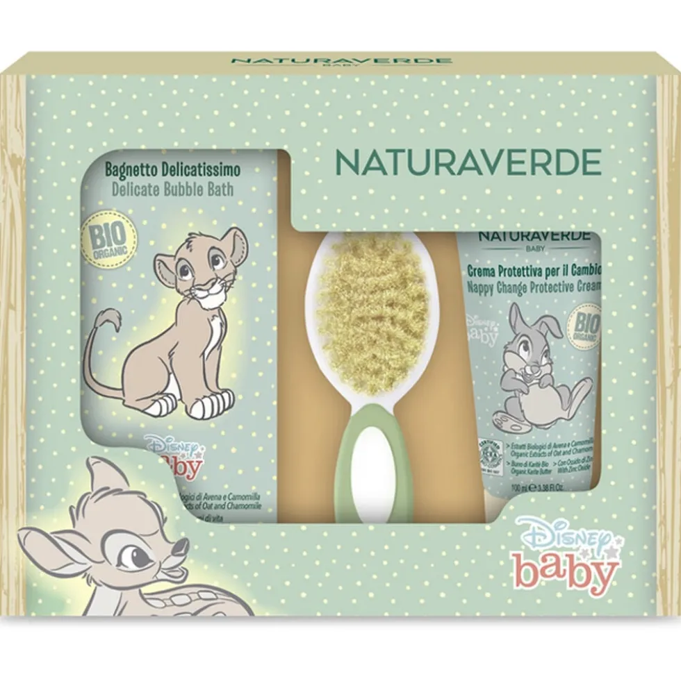 Naturaverde Bio Cofanetto Baby: Bagnoschiuma Delicato 200ml + Crema Protettiva 100ml + Spazzola