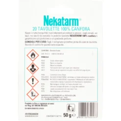 Nekatarm 100% Canfora Tavolette Lunga Protezione 20 Tavolette 50 g