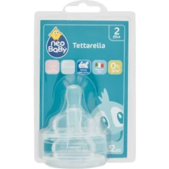 Neo Baby Tettarella Silicone Flusso Regolabile 2m+ 2 Pezzi