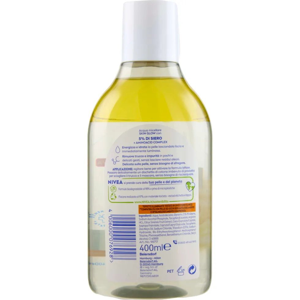 Nivea Acqua Micellare Skin Glow Pelli Spente e Sensibili 400 ml