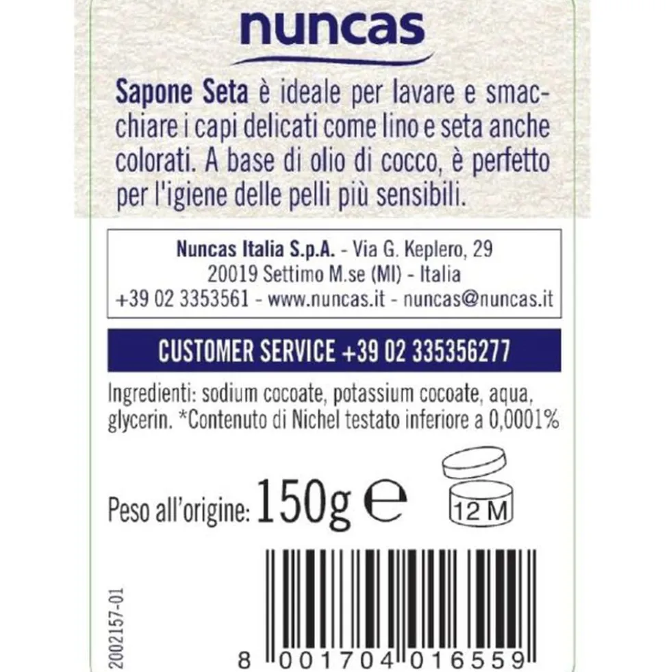 Nuncas Sapone Solido Vegetale Capi Delicati 150 g