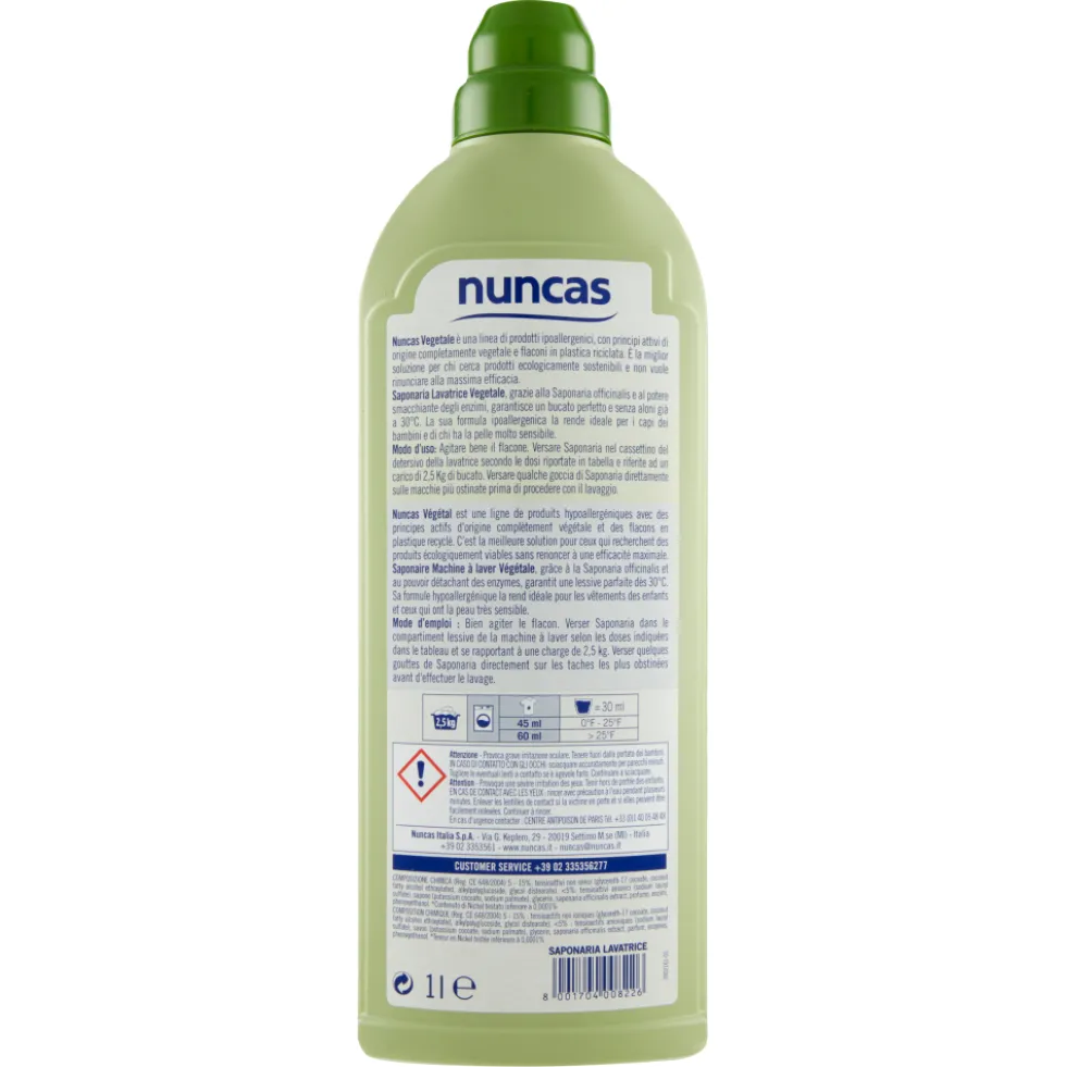 Nuncas Vegetale Saponaria Lavatrice 1000 ml