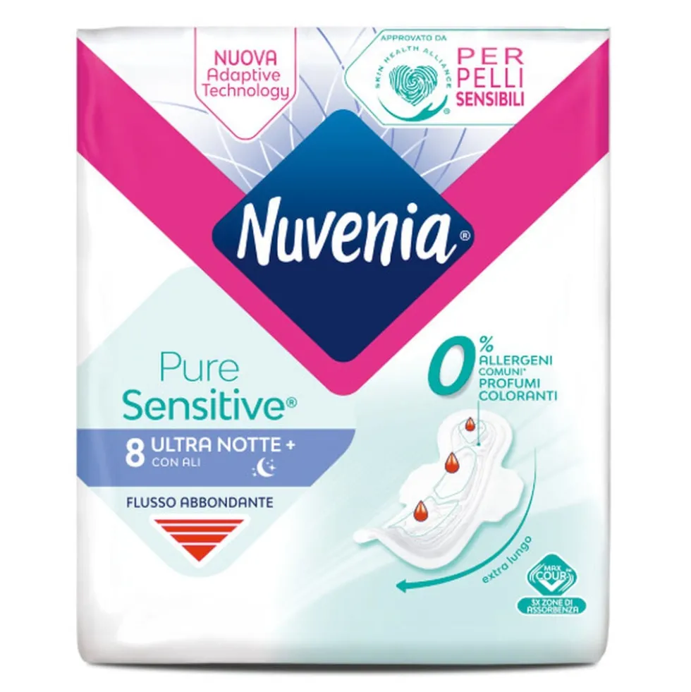 Nuvenia Pure Sensitive Ultra Notte+ con Ali 8 Assorbenti