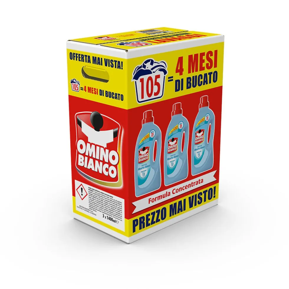 Omino Bianco Detersivo Lavatrice Muschio Bianco 35 Lavaggi 3 Pezzi