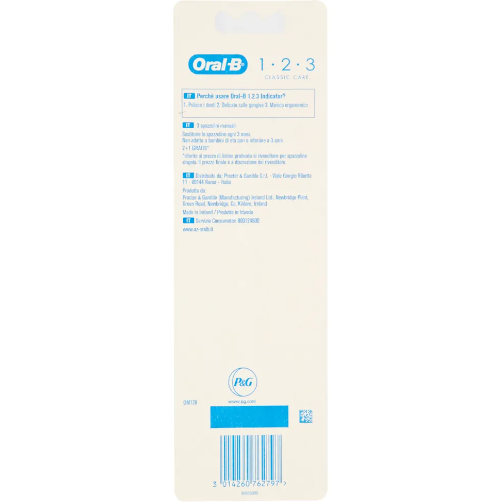Oral-B Spazzolino Manuale 1 2 3 Classic Care 40 Medio 2+1 Gratis