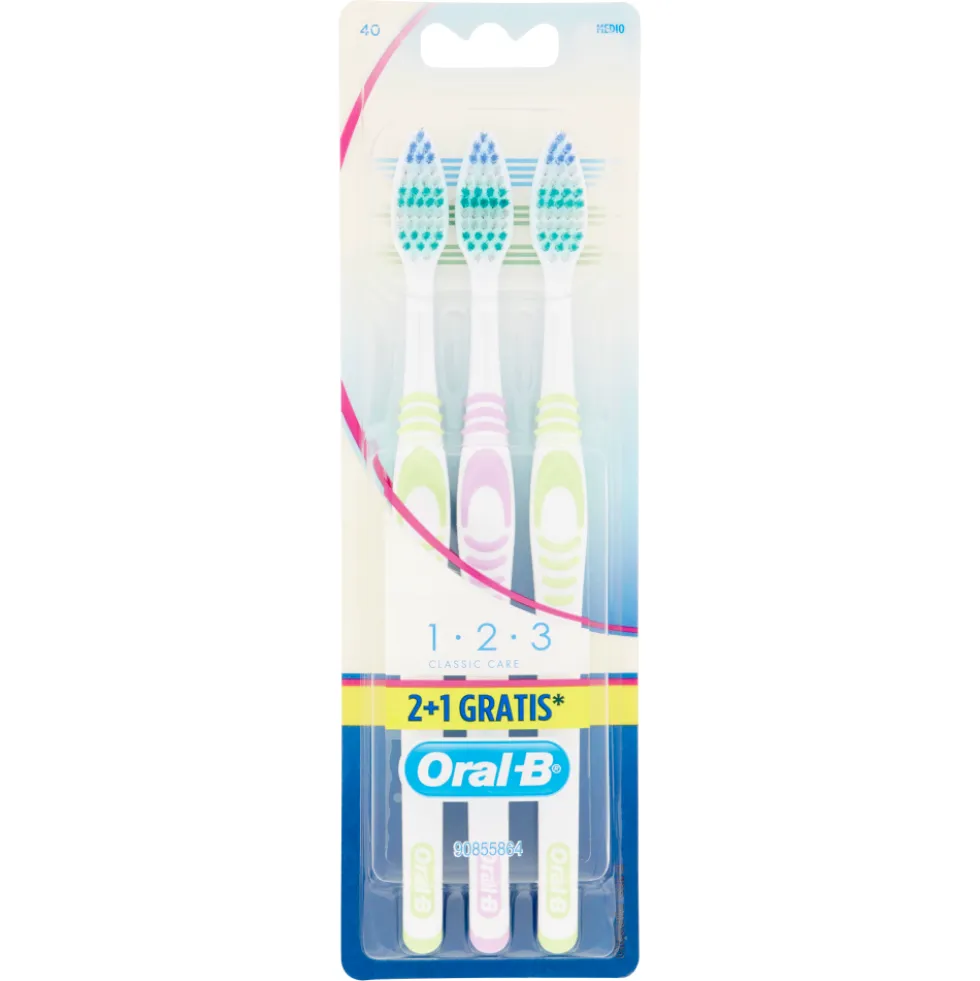 Oral-B Spazzolino Manuale 1 2 3 Classic Care 40 Medio 2+1 Gratis