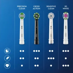 Oral-B Testine di Ricambio Nere Oral-B Cross Action Confezione da 4 Pezzi