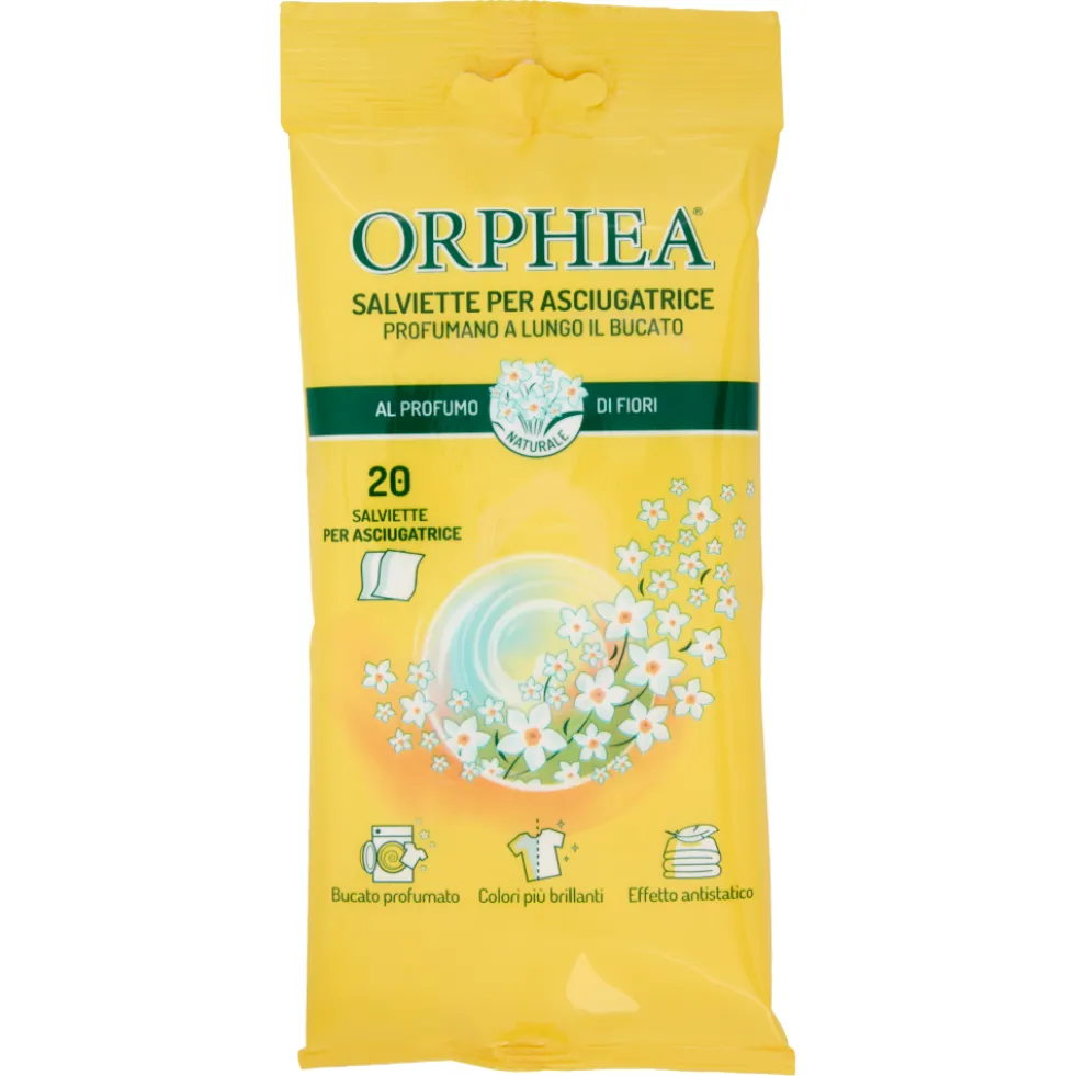 Orphea Salviette per Asciugatrice al Profumo di Fiori 20 x 4 g