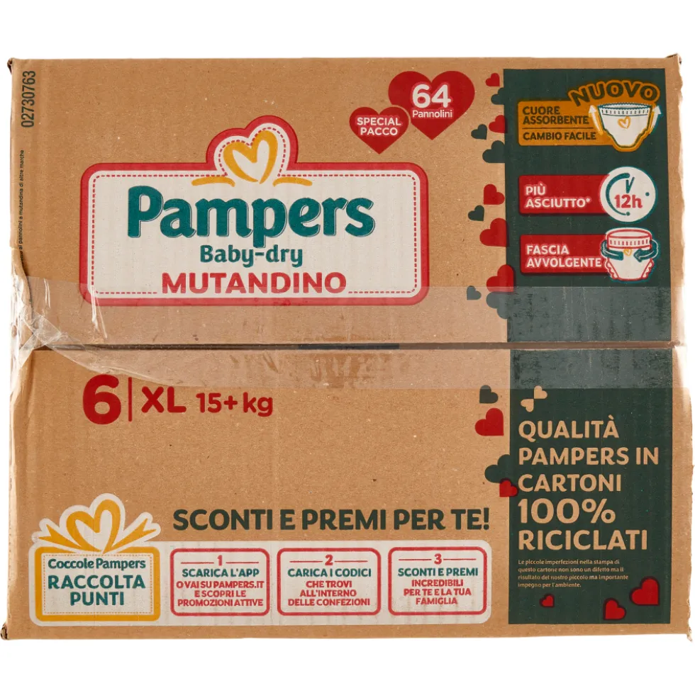 Pampers Baby Dry Mutandino XL 64 Pannolini