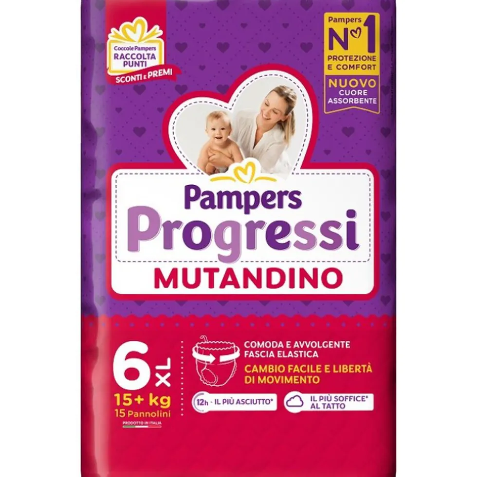 Pampers Pannolini Mutandina Progressi XL 15 Pezzi