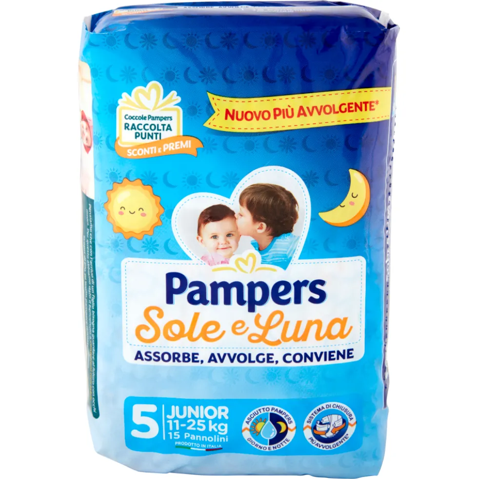 Pampers Pannolini Sole e Luna Junior 15 Pezzi