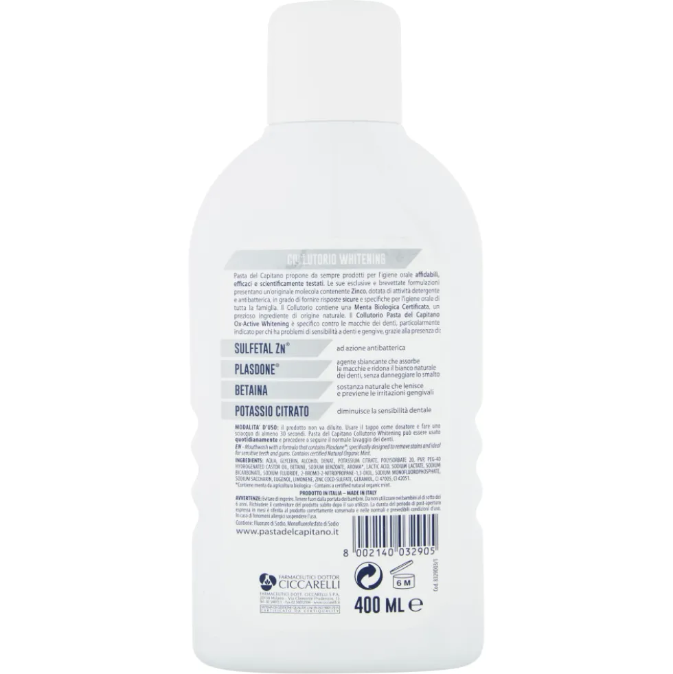 Pasta del Capitano Collutorio Whitening & Denti Sensibili 400 ml