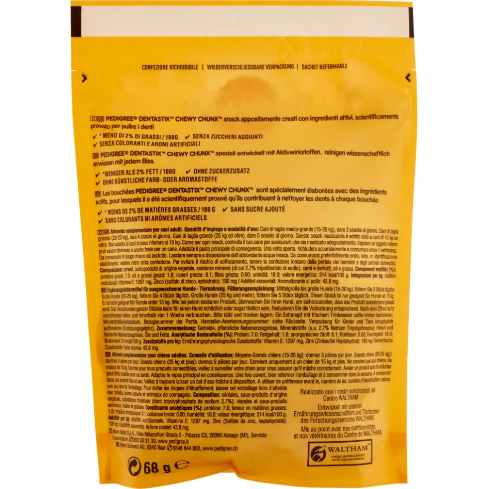Pedigree Dentastix Chewy Chunx Gusto Pollo 15kg+ 68 g