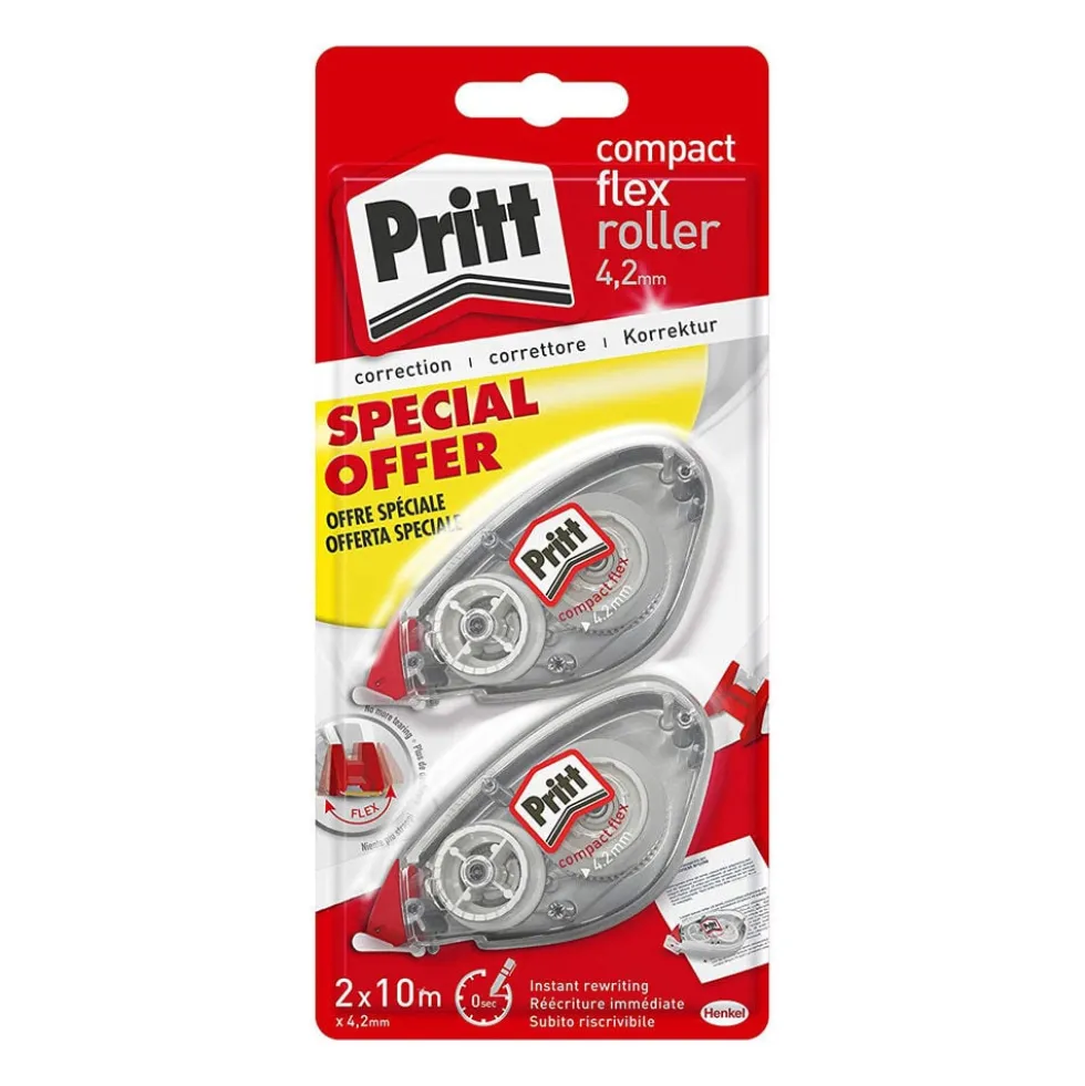 Pritt Correttore Roller Bianchetto a Nastro 10m 2 Pezzi