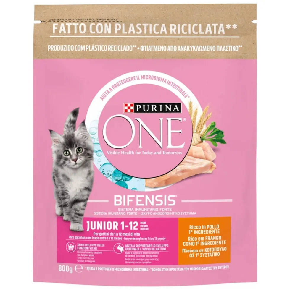 Purina One Bifensis Crocchette Junior (1-12 mesi) Ricco in Pollo e con Cereali Integrali 800 g