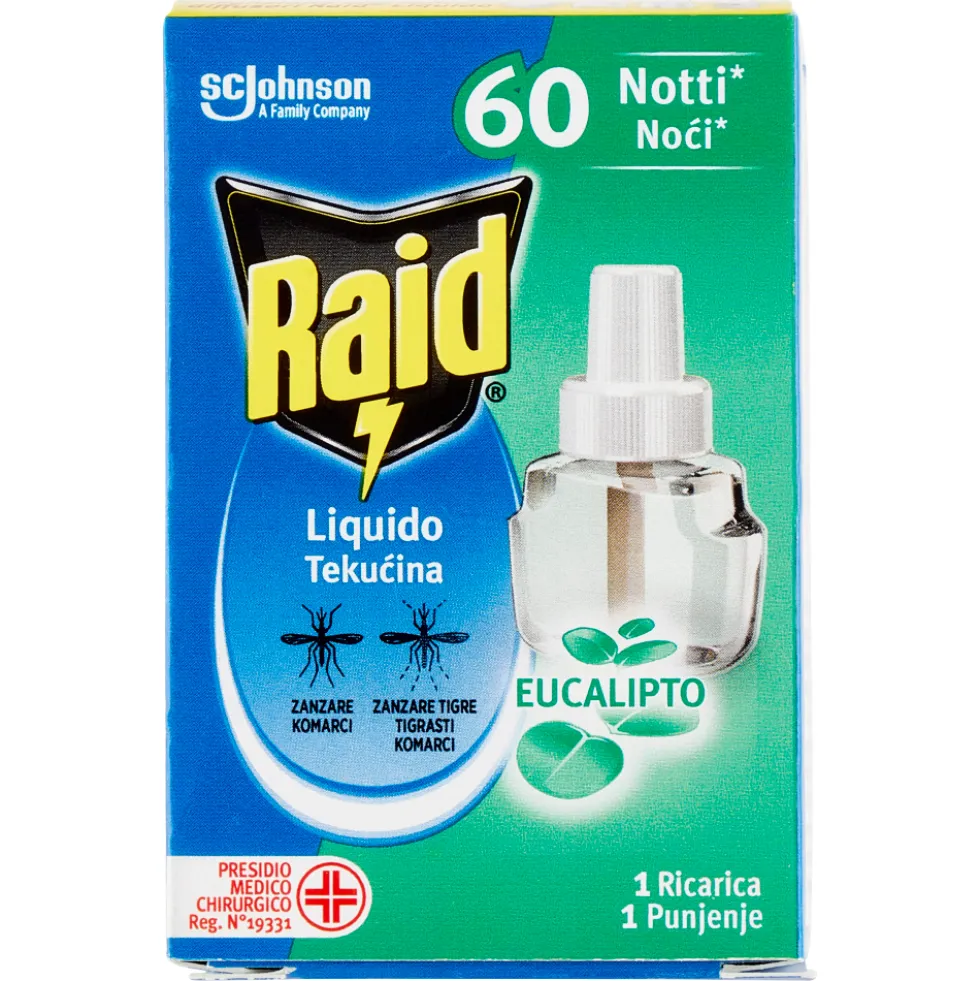 Raid Liquido Elettrico Ricarica Eucalipto 60 Notti