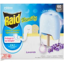Raid Liquido Family Base e Ricarica, 60 Notti, Lavanda 36ml