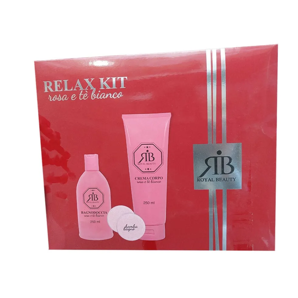 Royal Beauty Cofanetto Set Bagno: 2 Bagnoschiuma + Crema Corpo + 2 Bombe da Bagno