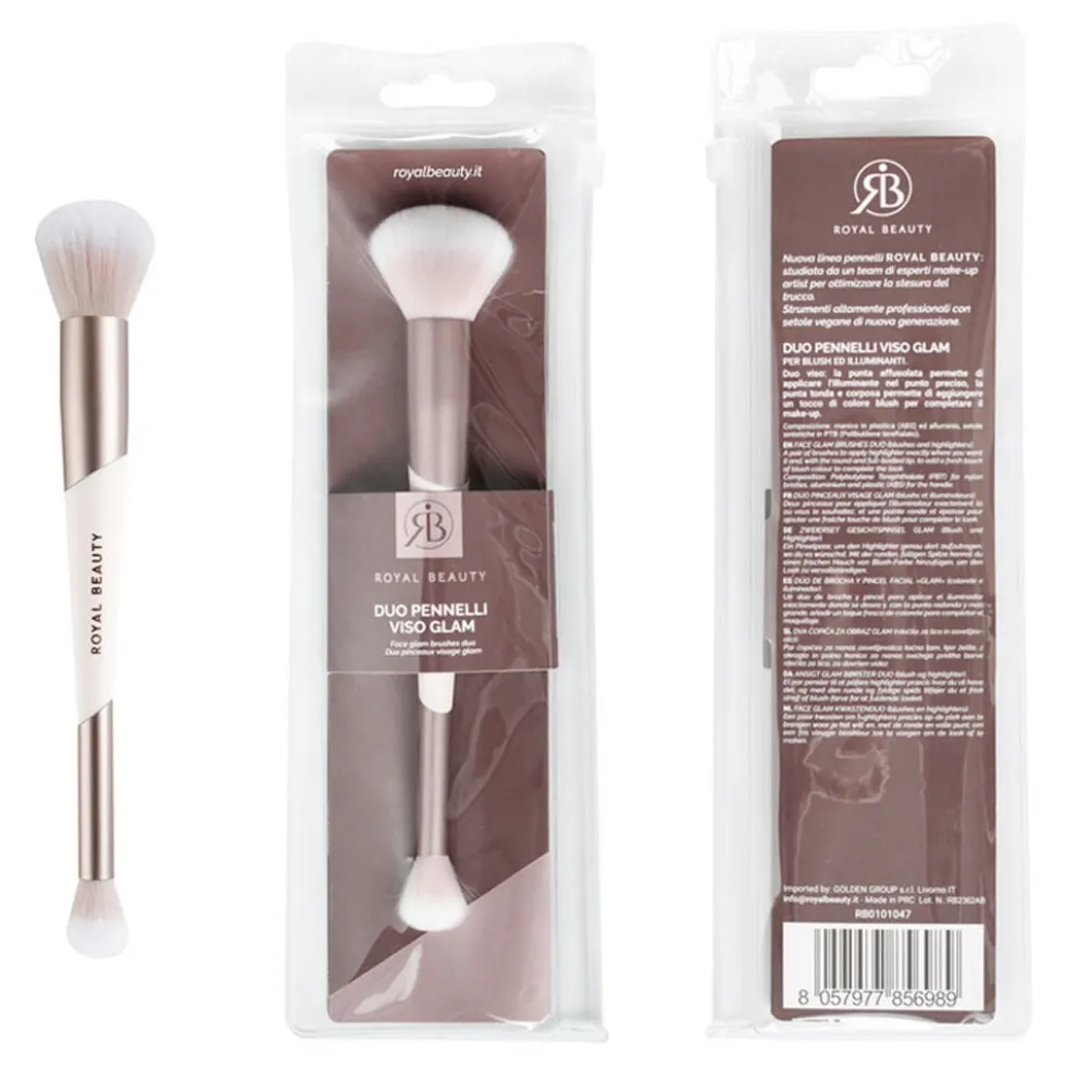 Royal Beauty Duo Pennelli Professionale Rosa Viso Glam