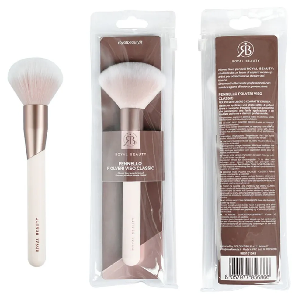 Royal Beauty Pennello Professionale Rosa per Polveri Viso