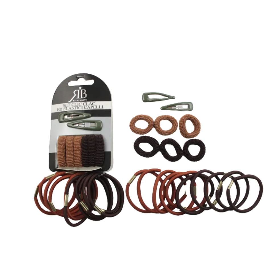Royal Beauty Set Accessori Capelli Assortiti Marroni 18 Pezzi