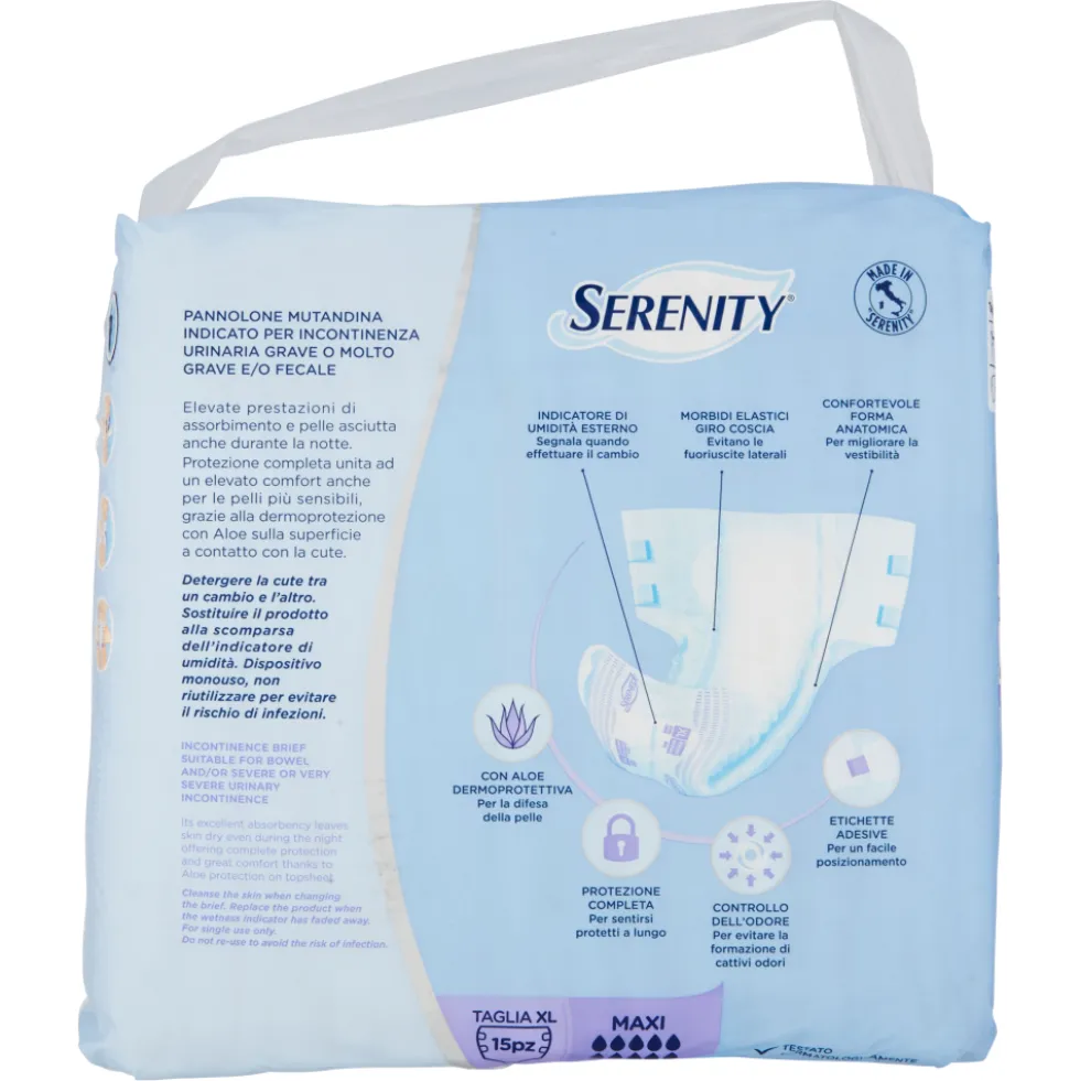 Serenity Classic Pannolone Mutandina Maxi Taglia XL 15 Pezzi