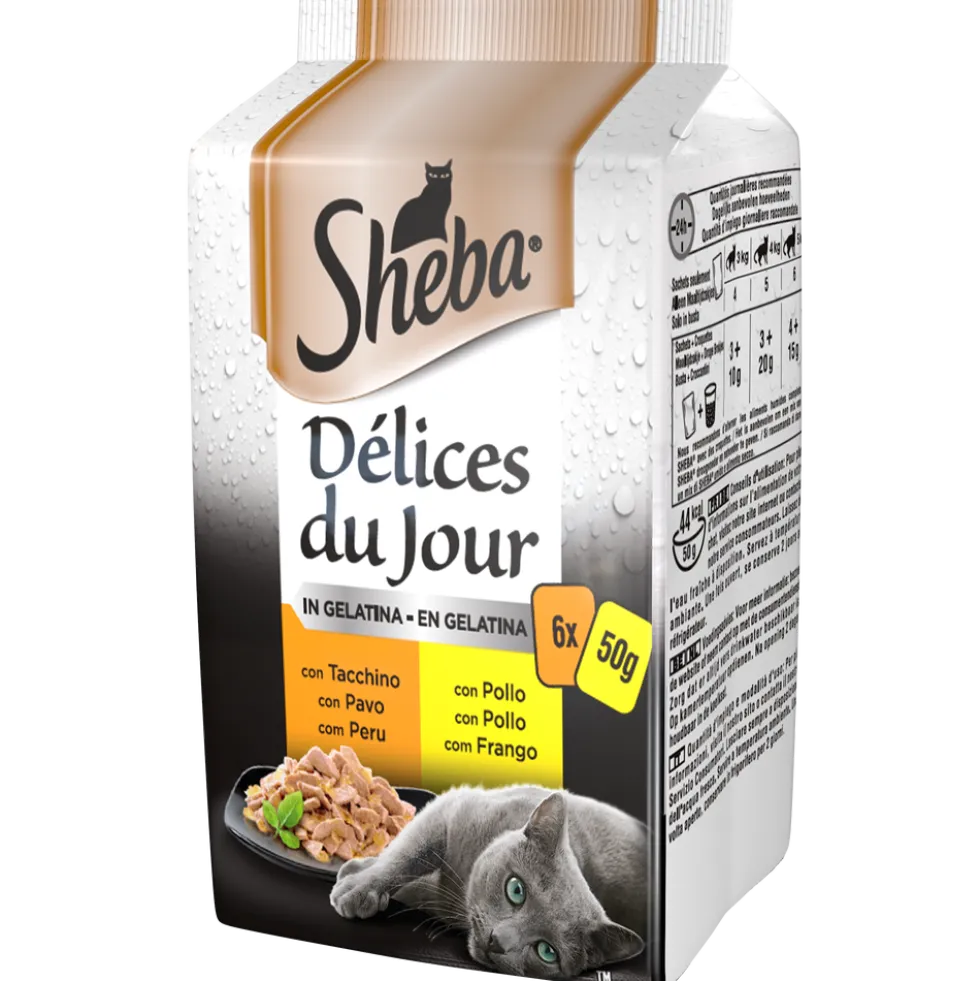 Sheba Cat Delice du Jour Tacchino e Pollo in Gelatina 6x50 gr