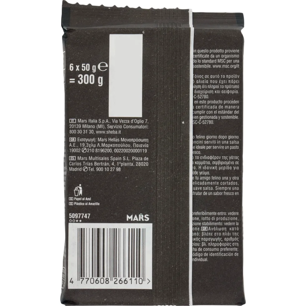 Sheba Délices du Jour Cibo Umido Gatto in Salsa con Salmone, Tonno e Trota 6 x 50 g