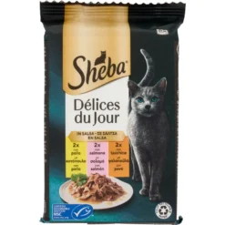 Sheba Délices du Jour Cibo Umido Gatto in Salsa con Salmone e Tacchino 6 x 50 g