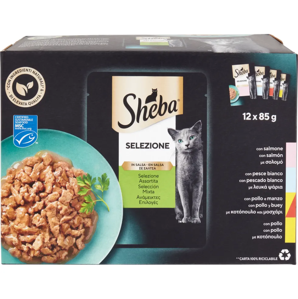 Sheba Selezione Cibo Umido Gatto in Salsa Selezione Gustosa 12 x 85 g