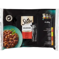 Sheba Selezione Cibo Umido Gatto in Salsa Selezione Gustosa Carne 4 x 85g