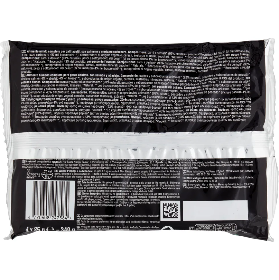Sheba Selezione Cibo Umido Gatto in Salsa Selezione del Mare 4 x 85g
