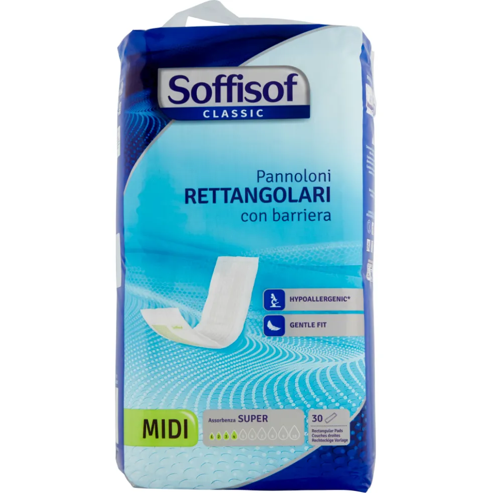 Soffisof Classic Pannoloni Rettangolari con Barriera Midi 30 Pezzi