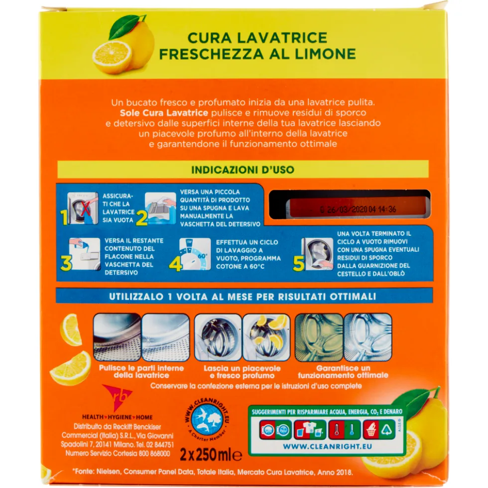 Sole Cura Lavatrice Freschezza Limone 2 x 250 ml