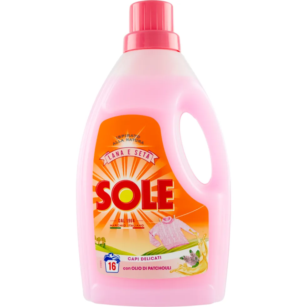Sole Lana e Seta Capi Delicati con Olio di Patchouli 16 Lavaggi 1000ml