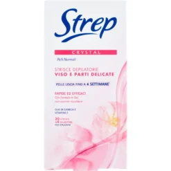 Strep Crystal Strisce Depilatorie Viso e Parti Delicate 20 Strisce + 4 Salviettine Post-Epilazione