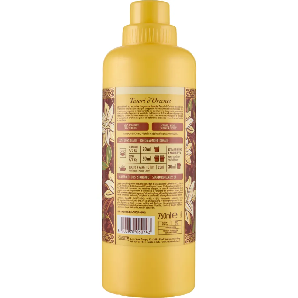 Tesori d'Oriente Ammorbidente Aromatico Vaniglia e Zenzero 760 ml