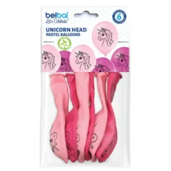 Unicorn Head Pastel Balloons 6 Pezzi