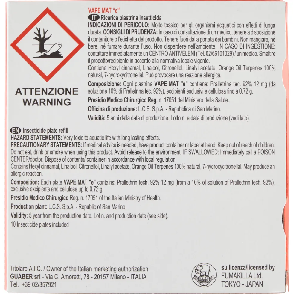 Vape Piastrine Zanzare 60 Pezzi