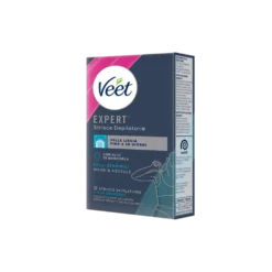 Veet Expert Strisce Ascelle/Bikini Pelli Sensibili 12+4 Strisce + Salviette Post-Epilazione