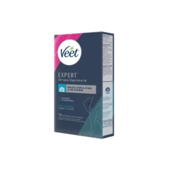 Veet Expert Strisce Corpo Pelli Sensibili 12 Strisce + Salviette Post-Epilazione con Olio D'Argan