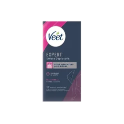 Veet Expert Strisce Corpo Pelli Normali 12 Strisce + Salviette Post-Epilazione con Olio D'Argan