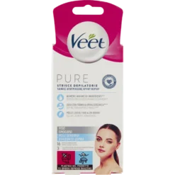 Veet Pure Strisce Depilatorie Viso 16 Pezzi + Salviette Post-Epilazione Idratanti