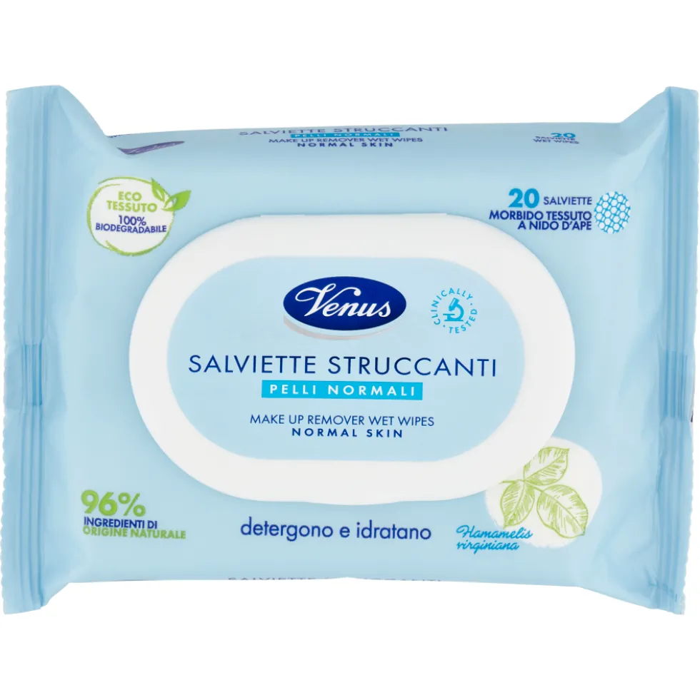 Venus Salviette Struccanti Pelli Normali 20 Pezzi
