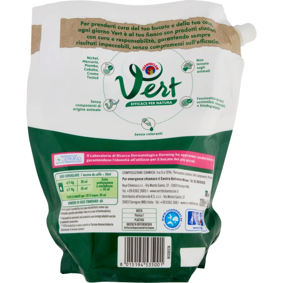 Vert di Chanteclair Ammorbidente Bebè Concentrato Essenza di Talco 1200 ml